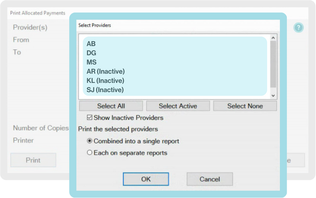EXACT Allocated Payments provider options