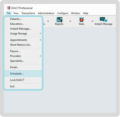 EXACT scheduler menu